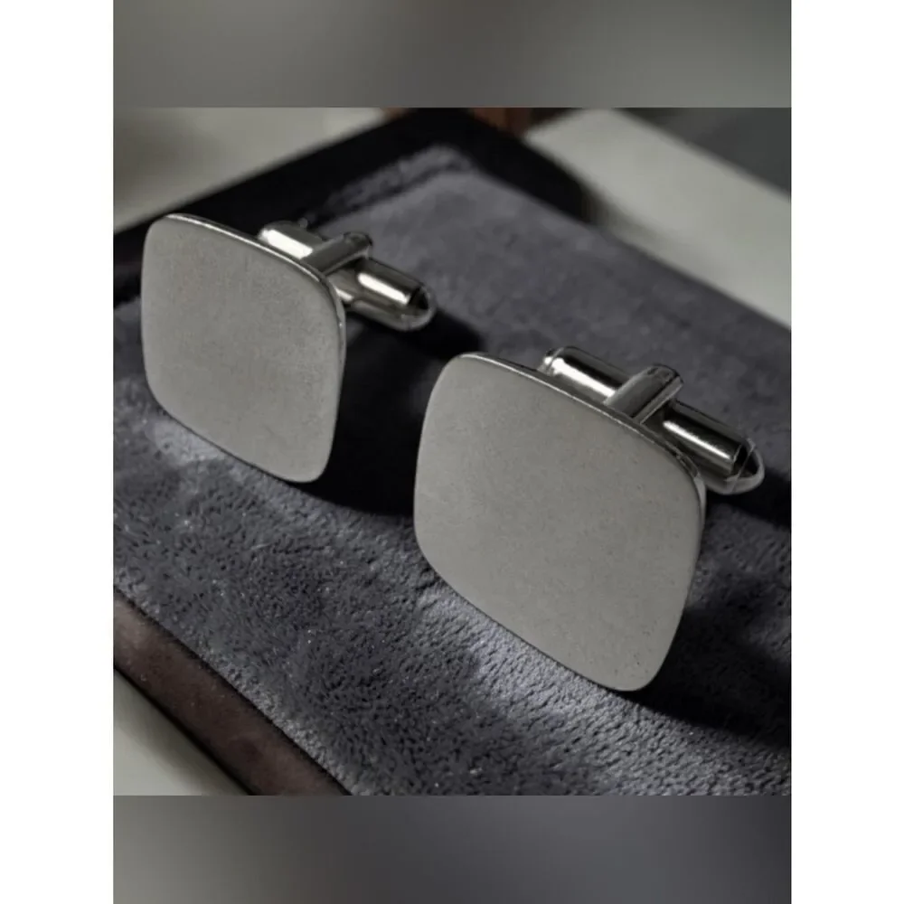 NS Meyer Sterling Silver Cufflinks Minimalist Rectangle Vintage